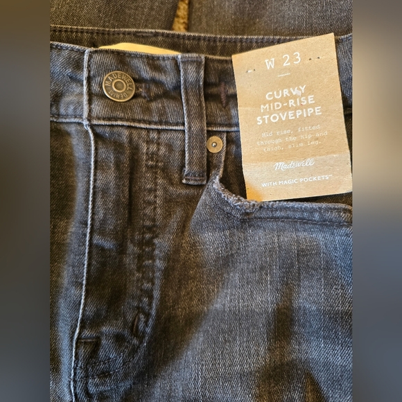 Madewell Curvy Stovepipe Jeans W23 Armand Wash black/gray $138 - Picture 8 of 10